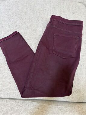Express Coated Skinny Jeans in Deep Wine